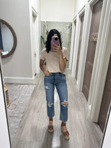 SAND SCALLOP SLEEVE BLOUSE TOP
