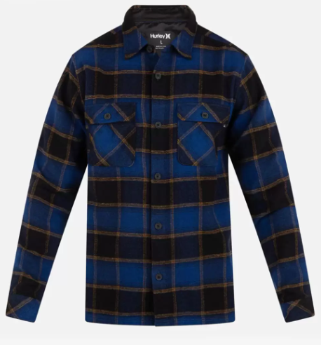 MENS HURLEY SANTA CRUZ SHORELINE BLUE FLANNEL
