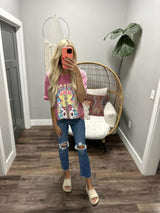 PINK WASHED ROCK & ROLL GRAPHIC TEE