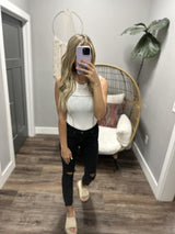 KEISHA SEAM DETAIL WHITE TANK TOP
