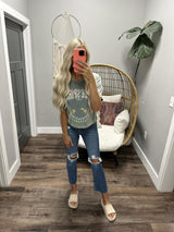 HIDDEN GEM DISTRESSED HIGH RISE DENIM