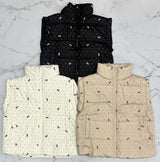 BLACK FRIDAY BOW PRINT PUFFER VEST *FINAL SALE*