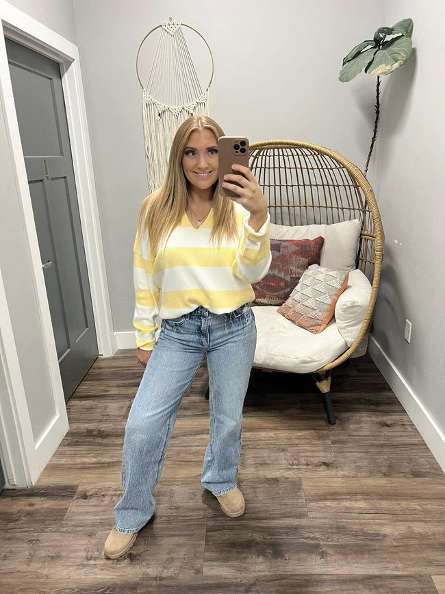 SUNNIE PALE YELLOW STRIPE SWEATER TOP