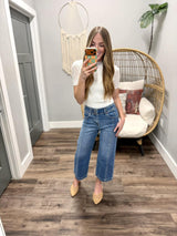 MINDY WHITE SHORT SLEEVE POINTELLE TOP