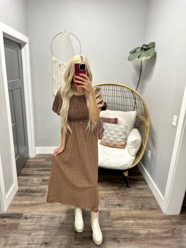 HALLIE CHECKERED FALL PLAID GINGHAM DRESS
