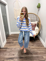 MAKE WAVES BLUE STRIPE SOFT SWEATER TOP