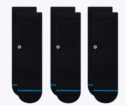 KIDS STANCE BLACK ICON 3 PACK SOCKS