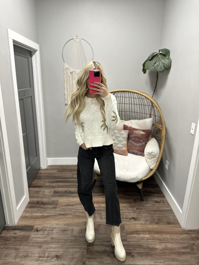 MCKAI PALM TREE KNIT SWEATER TOP