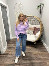 KADANCE MULTI PURPLE STRIPE SWEATER TOP