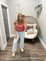TRINITY MULBERRY CABLE KNIT SWEATER VEST TOP