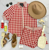 LIBBIE RED CHECKERED 2 PIECE SET