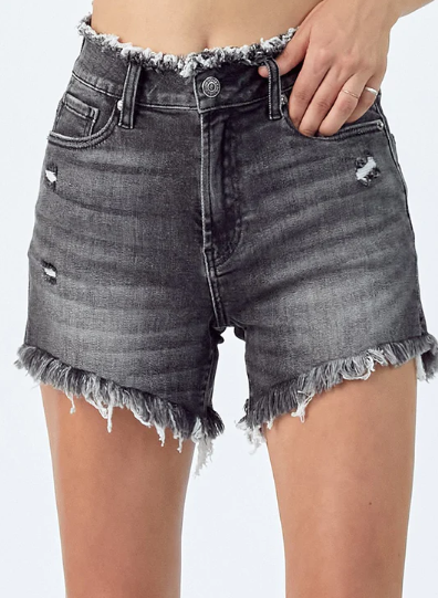 ALL TO MYSELF BLACK WASH HIGH RISE SHORTS