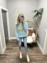 BILLABONG BABY BLUE SUNRISE ON THE HORIZON RIDE IN CREW SWEATER