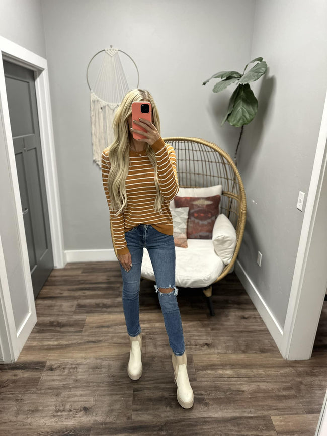 DIANE MARIGOLD STRIPE SWEATER TOP