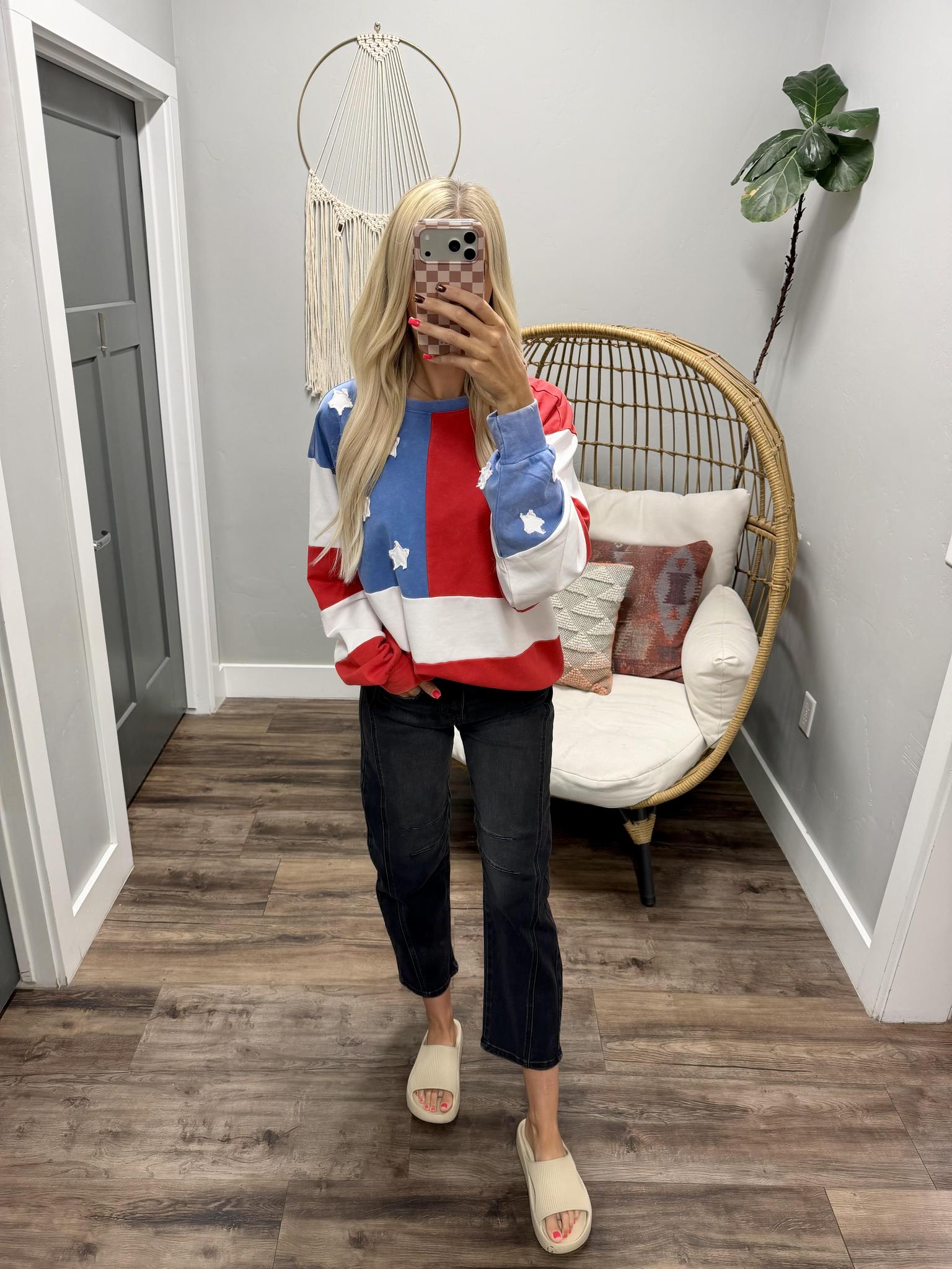 MINERAL WASHED AMERICAN FLAG SWEATSHIRT