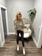 MIA TAUPE KNIT HOODED SWEATER TOP