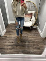 GRAYSON TAUPE STRIPE HOODIE