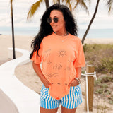 NEON CORAL DRIFT AWAY GRAPHIC TEE