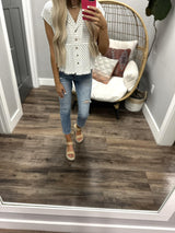 NATASHA BLACK AND WHITE PLAID BUTTON UP BLOUSE