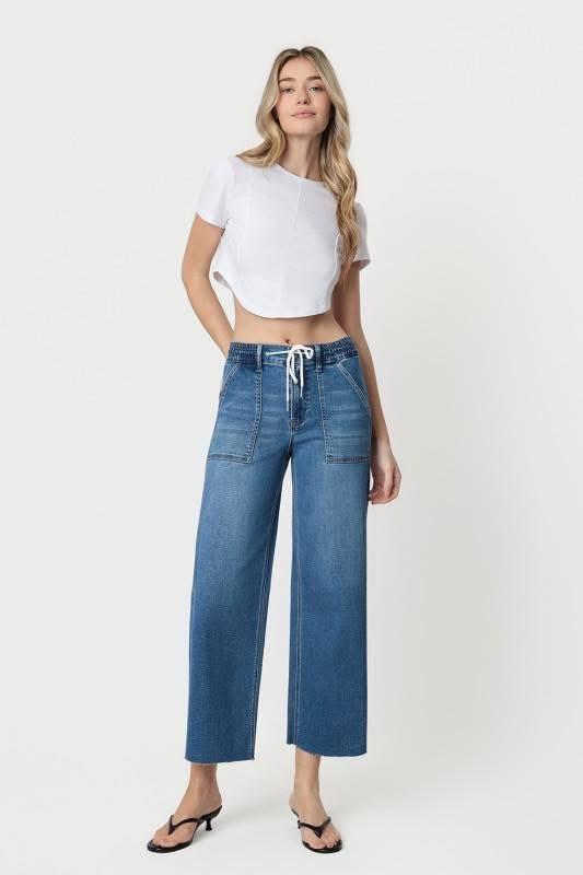 BONNIE HIGH RISE DRAWSTRING DENIM JEANS