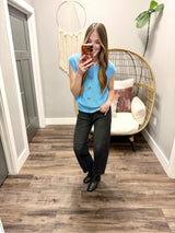 MANDY SKY BLUE BUTTON UP KNIT SWEATER TOP