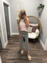 JAMIE PINK AND IVORY STRIPE SWEATER TANK