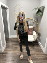 BLACK WASHED BOOT STITCH GRAPHIC TEE
