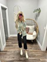 ONEILL JORGINA OLIVE SOFT BUTTON UP PLAID TOP