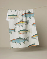 GEOMETRY HOOKED ON FISHING TEA TOWEL