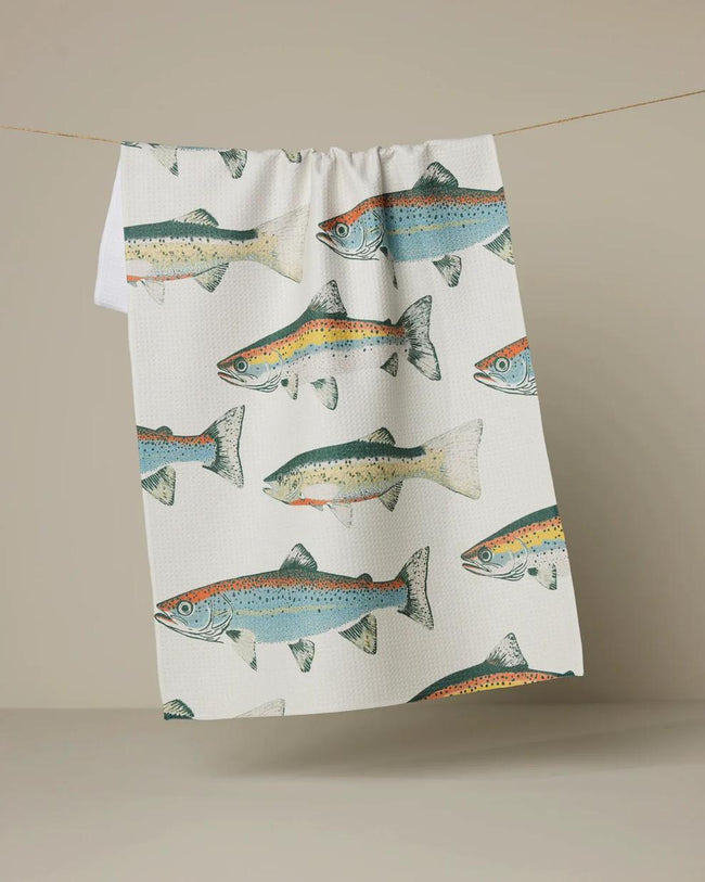 GEOMETRY HOOKED ON FISHING TEA TOWEL