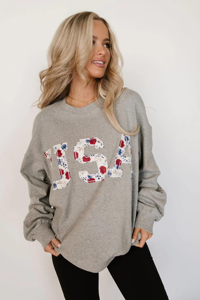 MISS AMERICANA USA PULLOVER CREW SWEATSHIRT