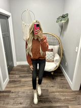 ARDEN RUST ZIP QUILTED SWEATER TOP