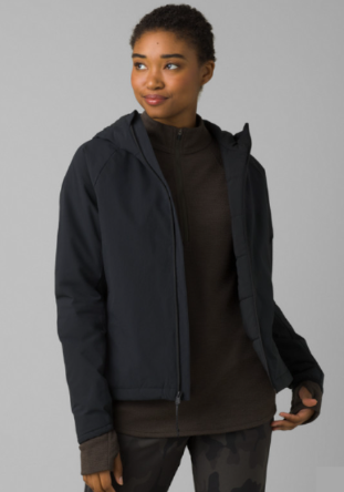 PRANA BLACK INSULO STRETCH HOODED JACKET