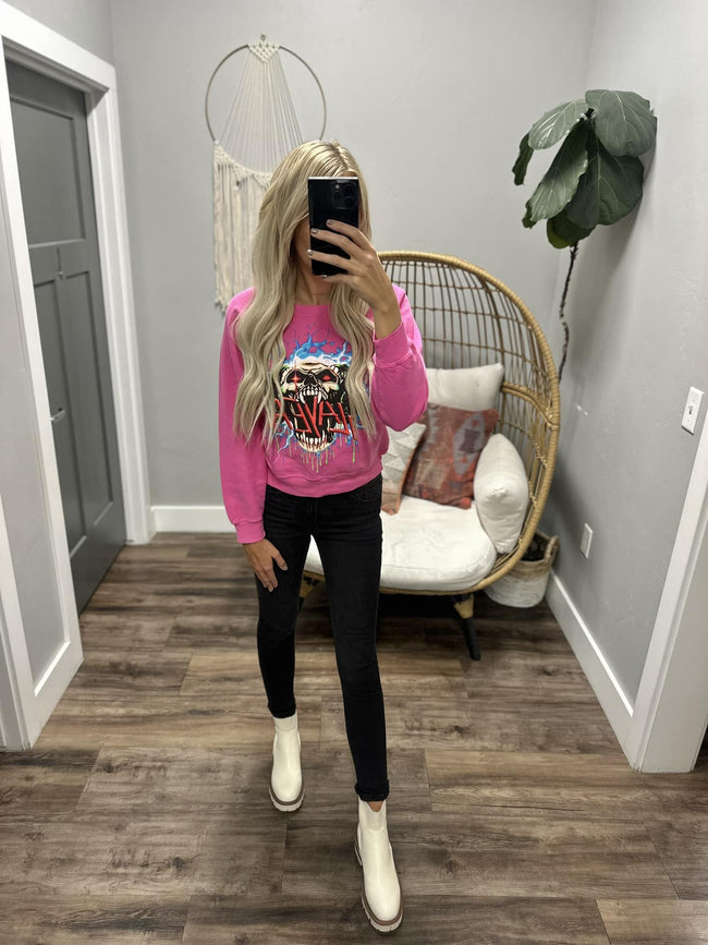 HOT PINK SLAYER CREW SWEATER