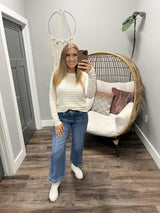 CREAM SPRING FEVER MULTI STRIPE SWEATER TOP