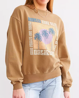 HURLEY TAN LOVELY DAY BOYFRIEND CREW SWEATER