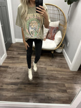 TAUPE WASHED LEOPARD FREE SPIRIT DISTRESSED OVERSIZED TEE