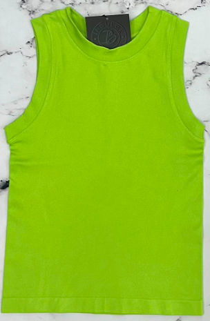 LIME GREEN FULL LENGTH WHO AM I SMOOTH TANK TOP