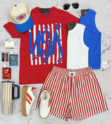 RED STRIPES STAR GRAPHIC TEE