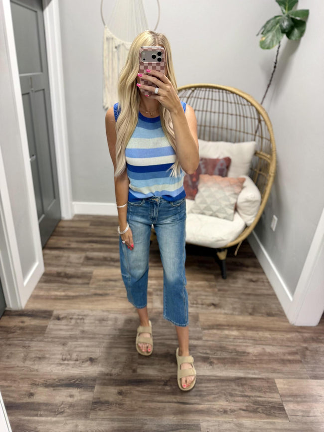 JORDAN BLUE STRIPE KNIT TANK TOP