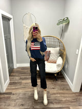 ZARA NAVY FLAG KNIT SWEATER TOP