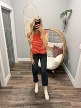 JENNY PAPAYA STRIPE KNIT SWEATER TANK