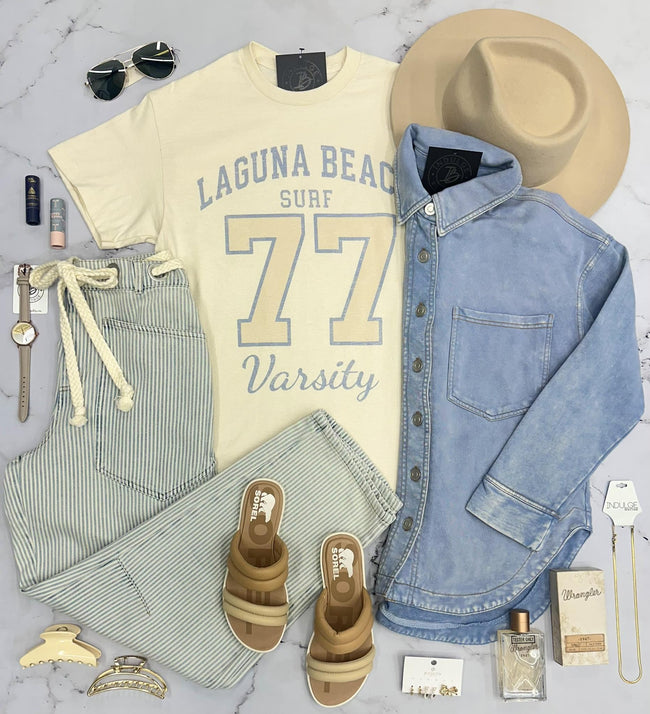 LAGUNA BEACH IVORY GRAPHIC TEE