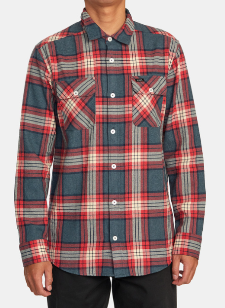 MENS RVCA THATLL WORK FLANNEL DUCK BLUE