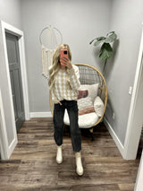 CARA LATTE HOUNDSTOOTH SWEATER TOP