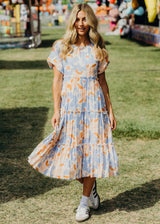 THE SERENA PAINTED POSY FLORAL MIDI DRESS