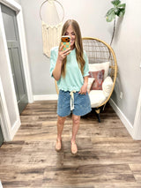 ERIN ASH MINT SHORT SLEEVE SWEATER TOP