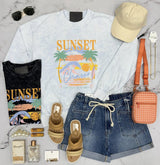 SUMMER SUNSET CHASER BLUE WASHED CREW SWEATSHIRT