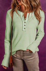 ALOE WAFFLE RAW EDGE HENLEY TOP