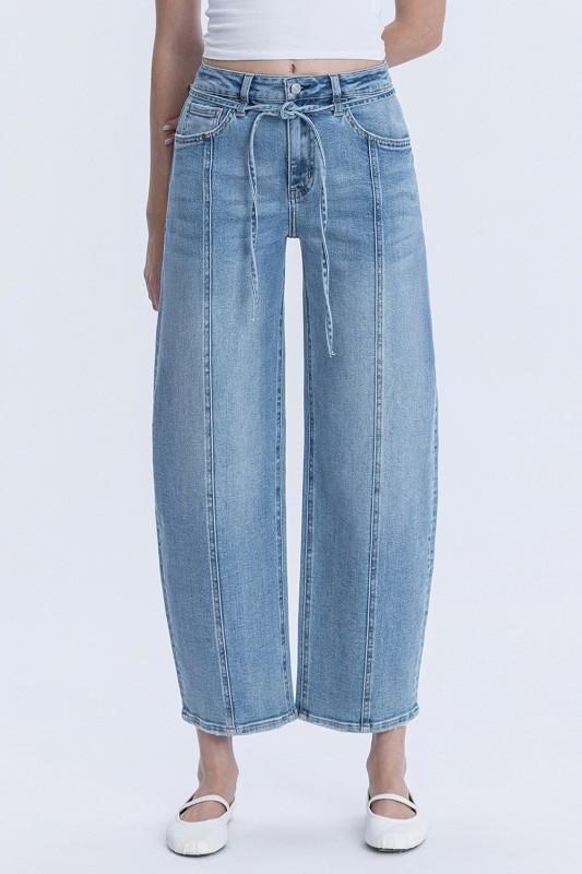 RANDI HIGH RISE BARREL WITH TIE DENIM JEANS